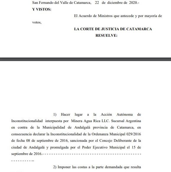 Fallo Andalgalá