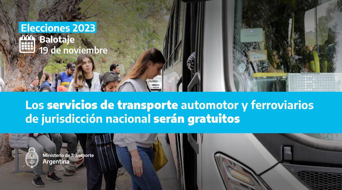 PLACA - TRANSPORTE GRATUITO EN TODO EL PAÍS EL PRÓXIMO DOMINGO DE ELECCIONES