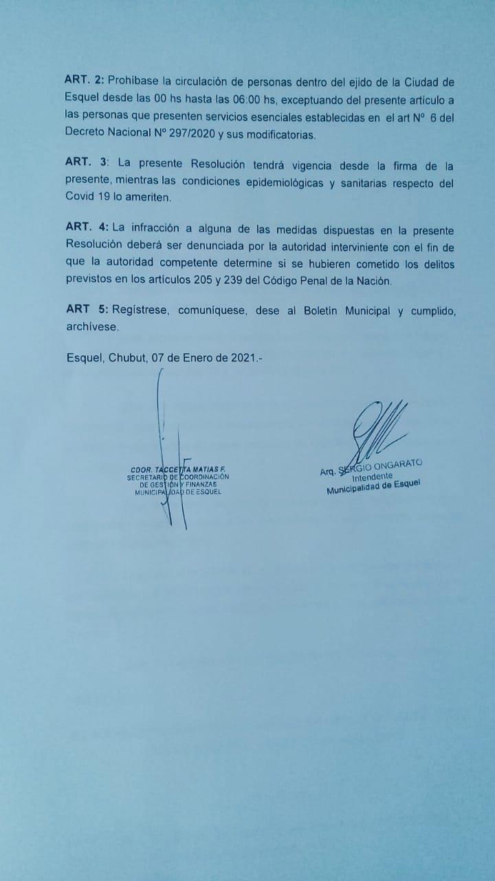 Nueva resolución Esquel