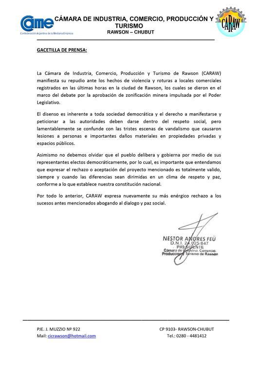 GACETILLA DE PRENSA