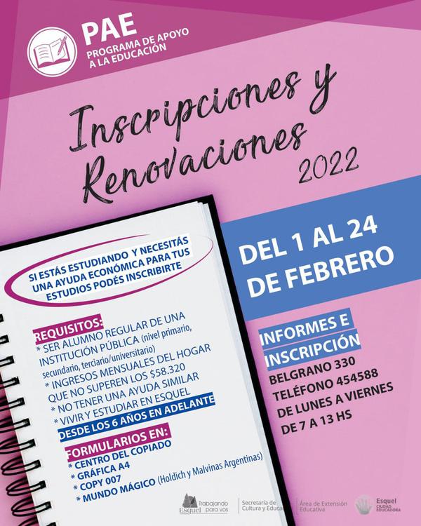 Hasta el 24 inscripcion PAE