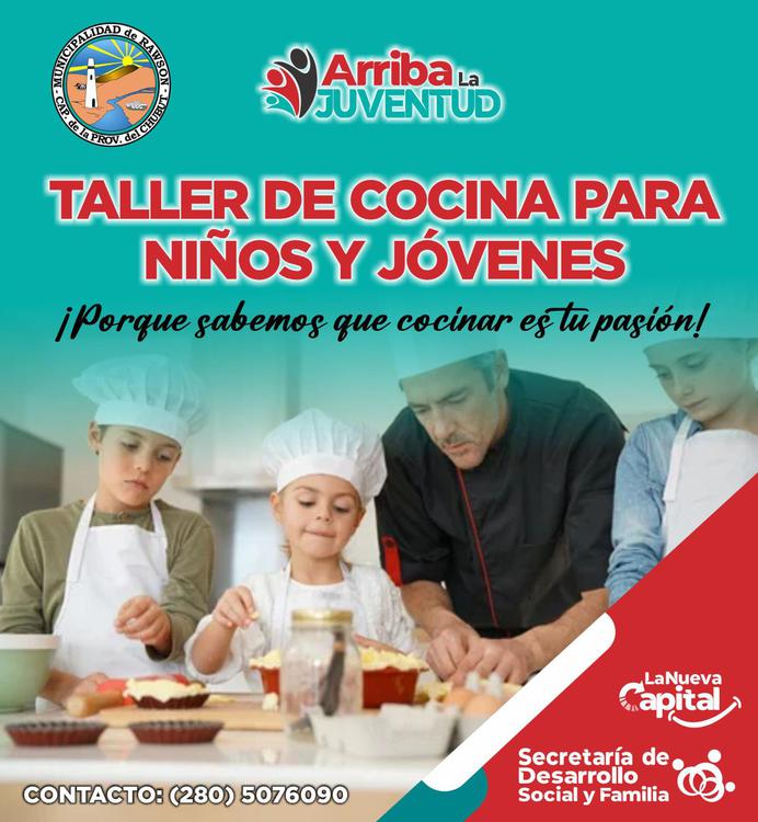 Flyer Taller de cocina para niños y jóvenes