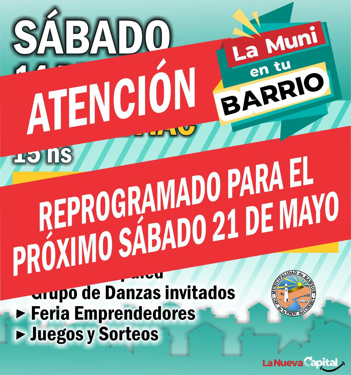 Flyer reprogramaciòn La Muni en tu Barrio