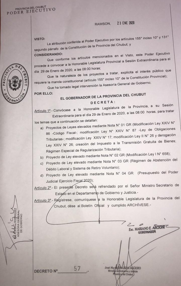 Decreto convocatoria a extraordinarias